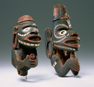 Proas de canoa (nguzu nguzu) posiblemente de las Islas Salomón